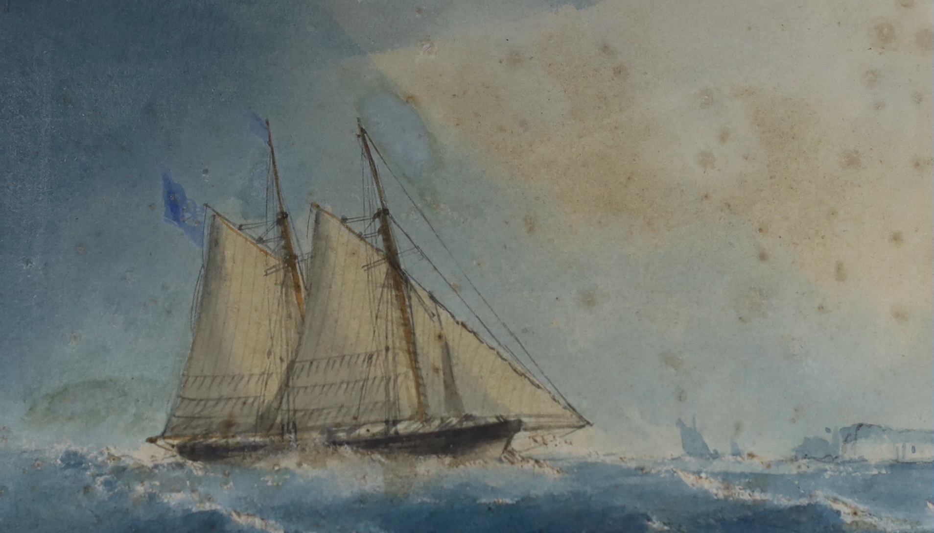 Attributed to Richard Marks, two pairs of watercolours, Sailing ships at sea, largest 12 x 21.5cm